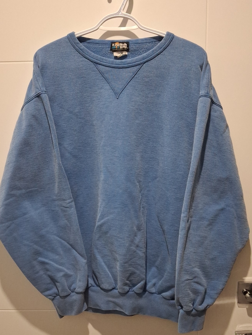 Embroidered Label Blue Crewneck Sweatshirt